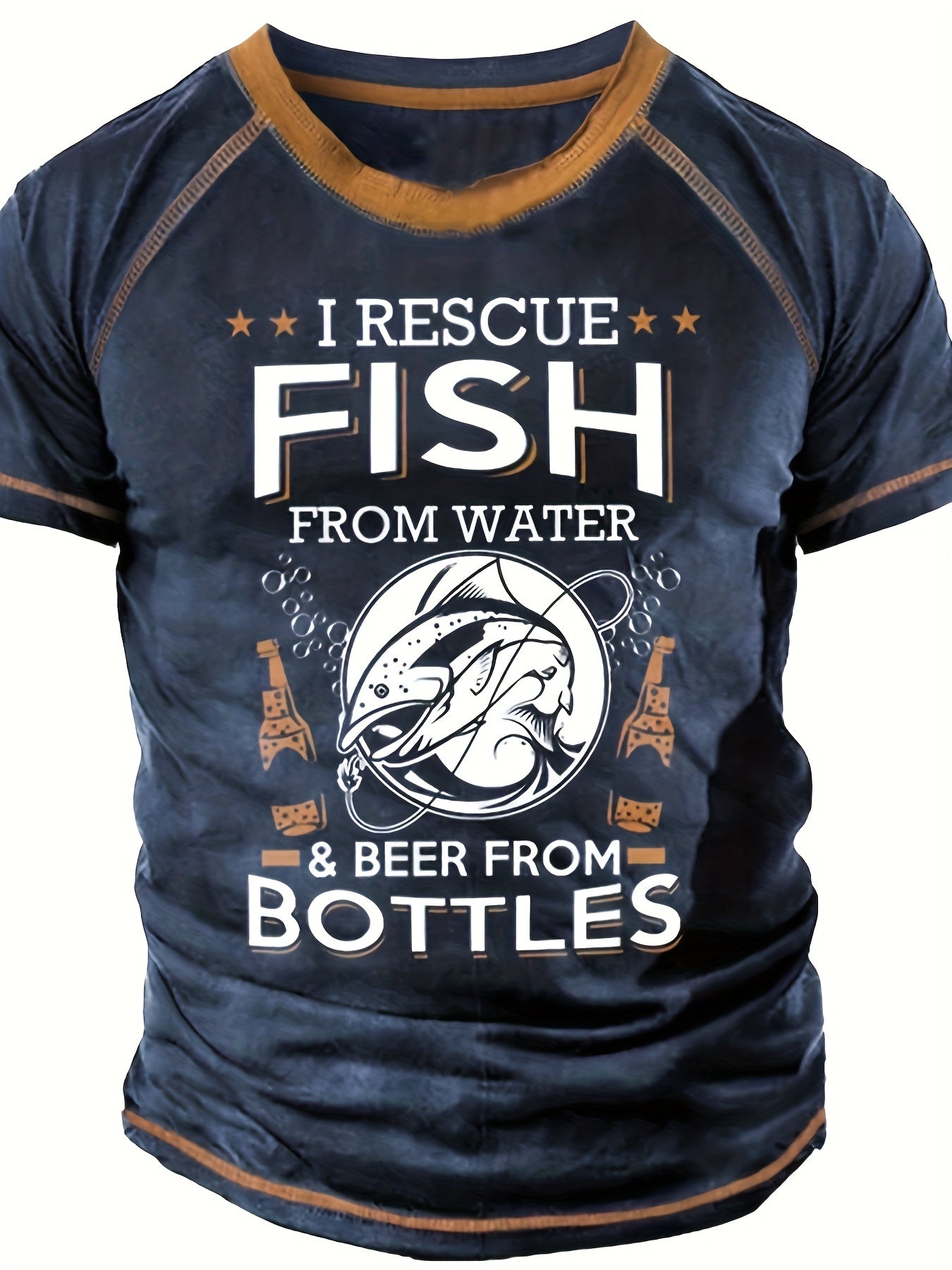Men's Fish Graphic T Shirt Crew Neck Tee for Summer Outdoor Activities