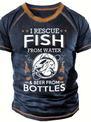 Men's Fish Graphic T Shirt Crew Neck Tee for Summer Outdoor Activities