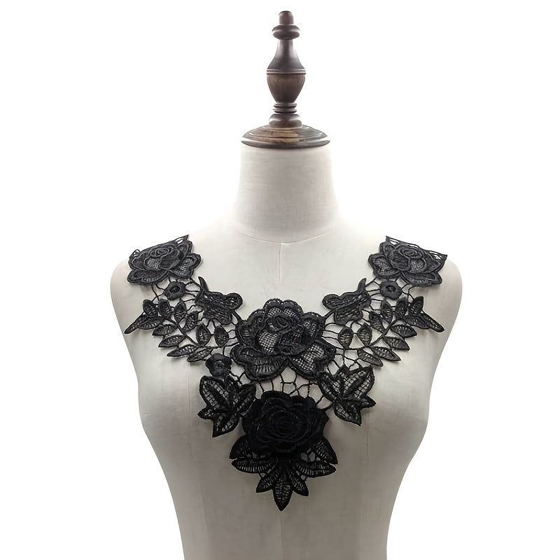 3D Hollow Lace Fabric Dress Applique Lace Neckline Sewing Trims DIY Lace Col