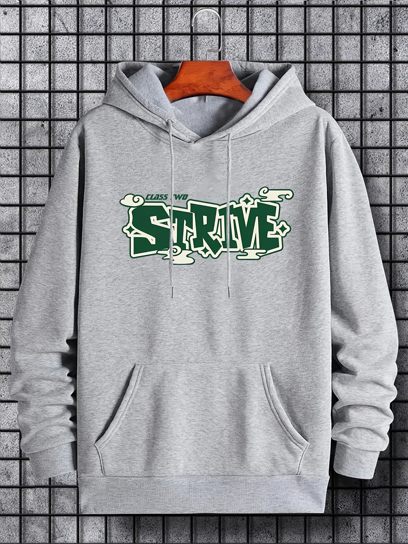 Men's Strive Print Hoodie Casual Drawstring Hooded Sweatshirt