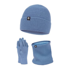 Woolen Hat Bib Gloves Three piece Set Thickened Knitted Hat