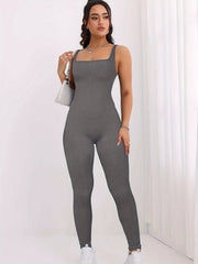 Ribbed Sexy Yoga Jumpsuit Fitness Sports Sleeveless Tank Top Bodysuit
