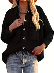 Corduroy Jacket Women's Casual Long Sleeve Jacket for Fall & Winter