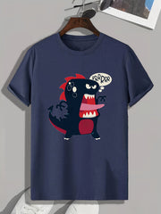 Cartoon Dinosaur Print Men's Graphic T-Shirt for Summer