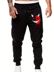 Block Demon Print Men's Sports Pants Drawstring Jogging Trousers