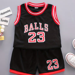 Boys Basketball Number Graphic Tank Top & Shorts Set for Summer