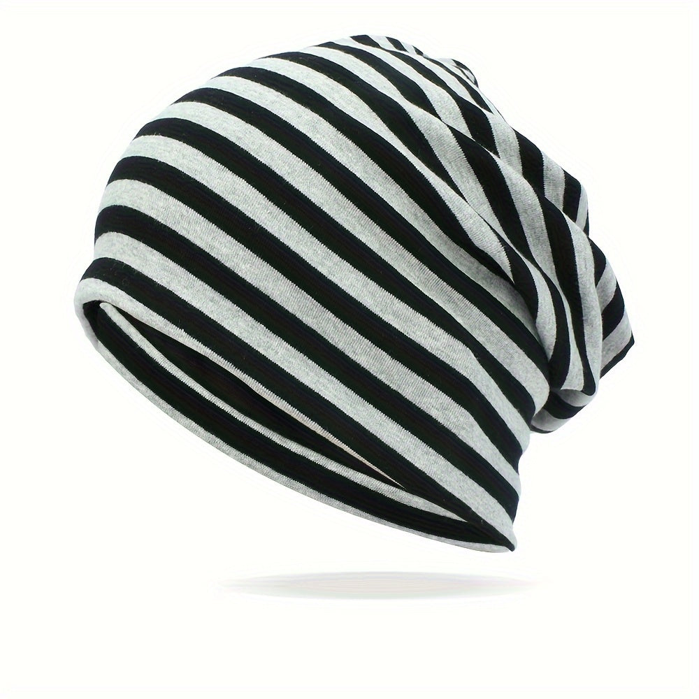 Classic Striped Soft Beanie Pullover Hat Men Women's Sports Running Hat