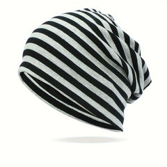 Classic Striped Soft Beanie Pullover Hat Men Women's Sports Running Hat