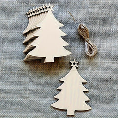 10pcs Wooden Christmas Tree Pendant DIY Wood Crafts For Decorations
