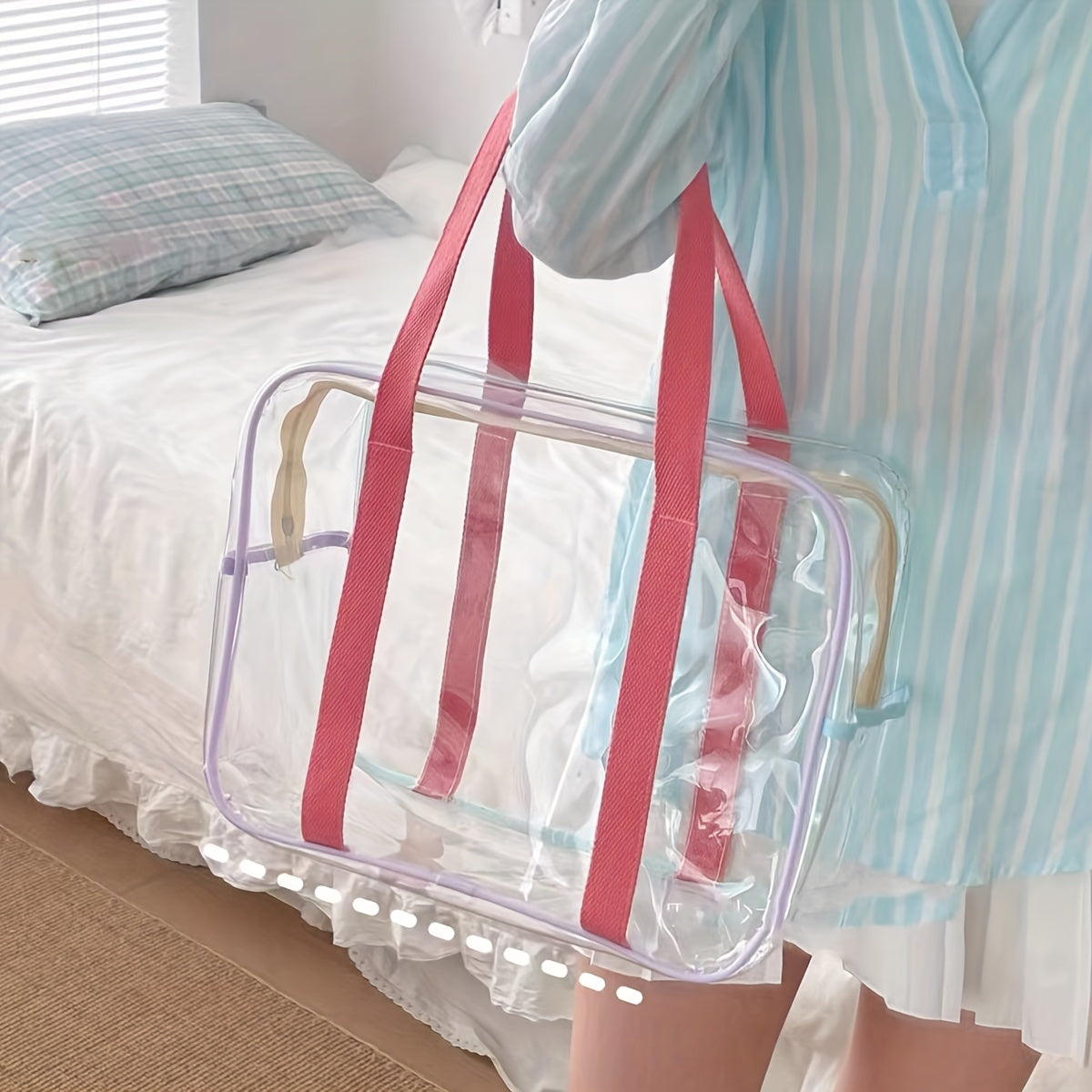 Transparent Square Handbag Zipper Versatile Cosmetic Bag