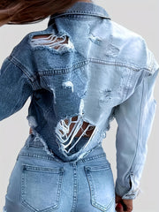 Distressed Vintage Style Denim Jacket