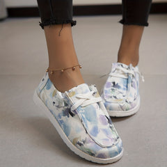 Women's Ink Painting Canvas Shoes Lace Up Lightweight Low Top Shoes