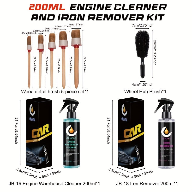 Car Engine Cleaner & Iron Remover Kit 50-200ml Dust Degreaser Protect Wheels