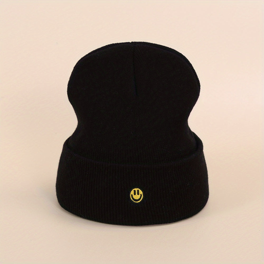 Sport Knit Beanie Hat with Smile Embroidered Warm Ski Cold Hat