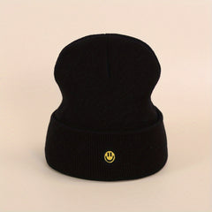Sport Knit Beanie Hat with Smile Embroidered Warm Ski Cold Hat