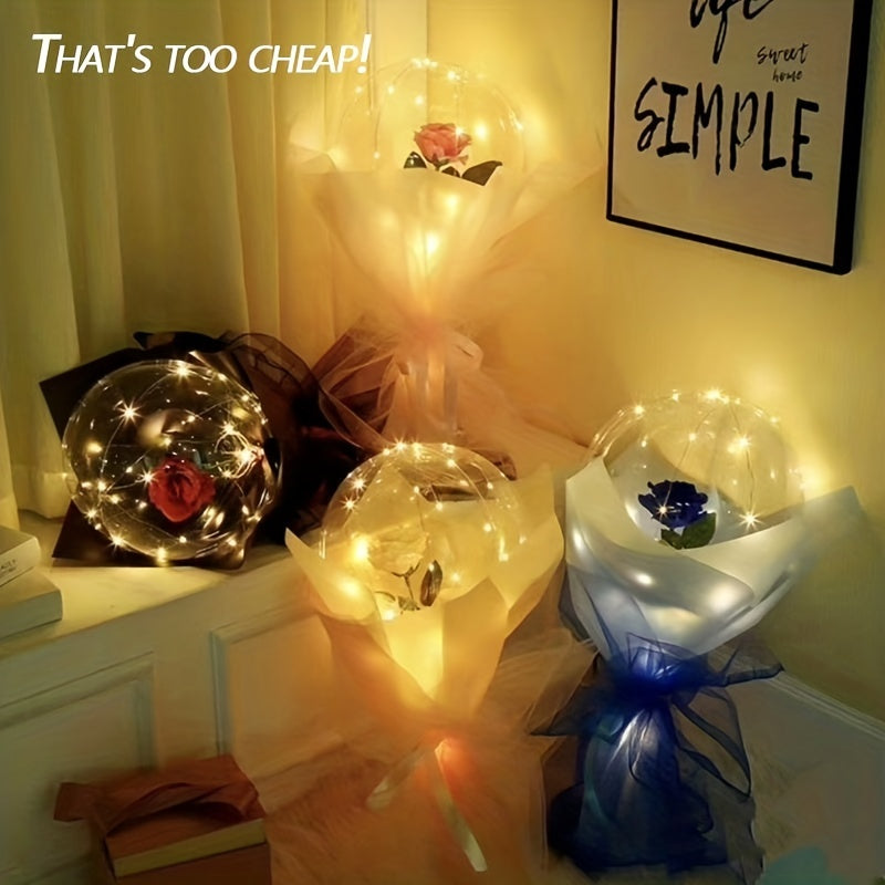 79 cm Red Wave Ball Luminous Rose Balloon Bouquet Gift