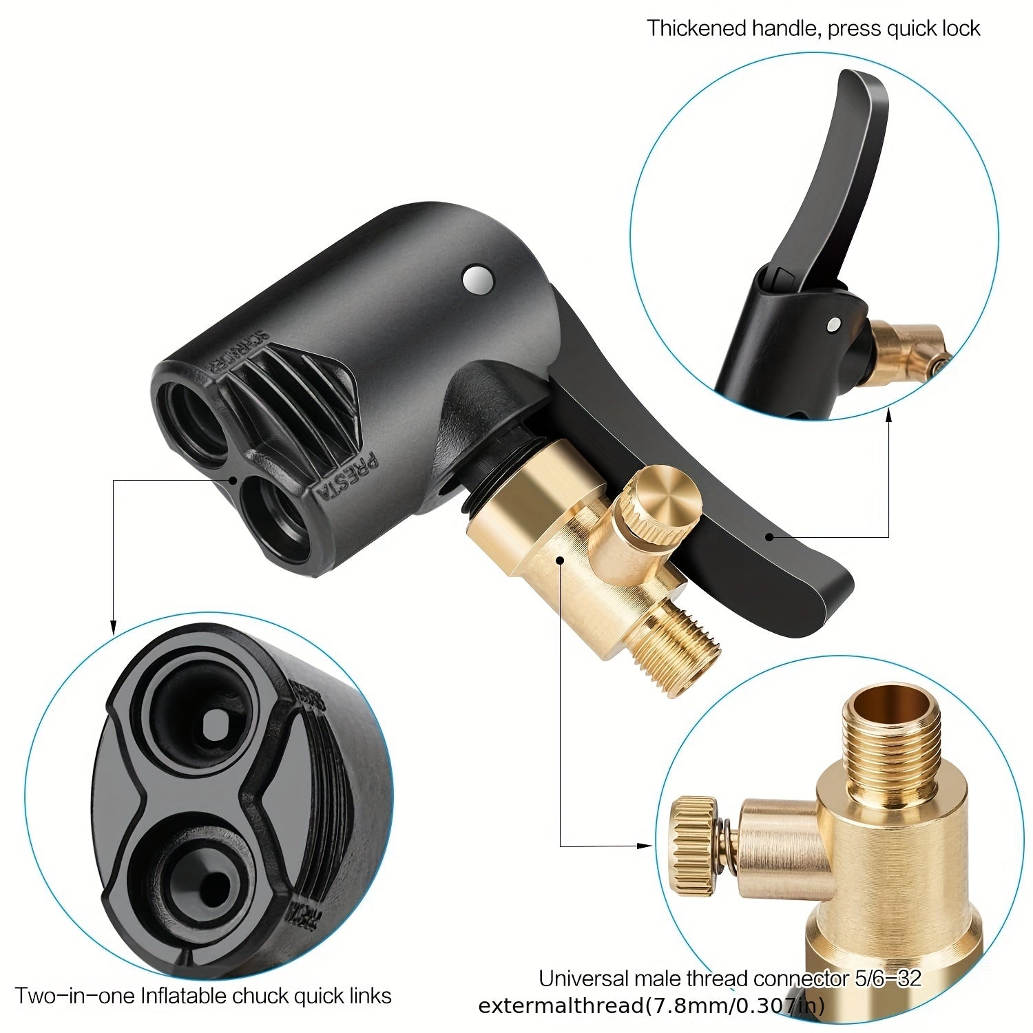 2x Universal Tire Inflation Clamp Quick Connect Hose For Car
