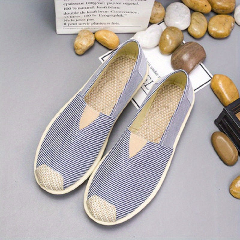 Women's Striped Canvas Slip-On Outdoor Shoes Lightweight Walking Shoes