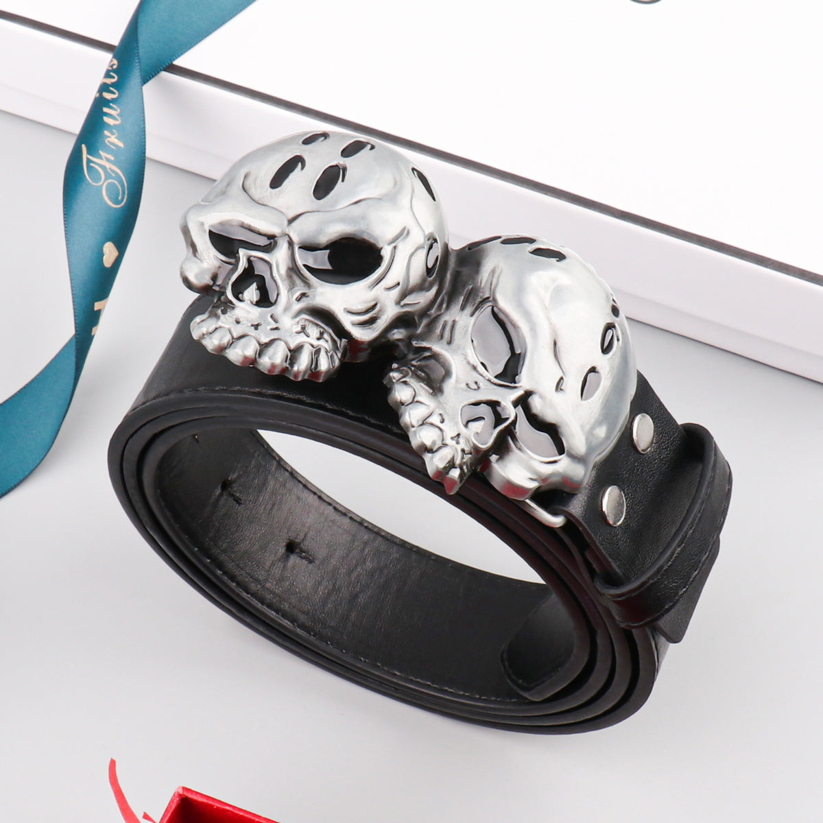 Men's Silver Metal PU Leather Belt
