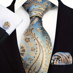 Men's Paisley Tie Set w/ Pocket Towel & Cufflinks