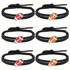 12 Pcs Rugby Decor Handwoven Bracelets Sporty Rope Wristbands