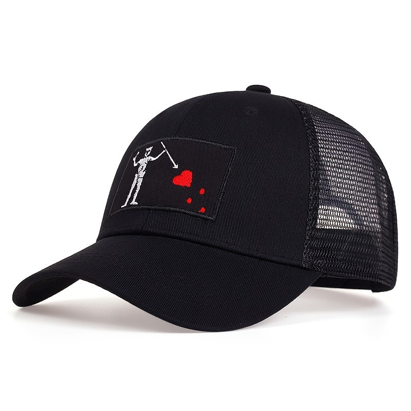 Men's Skull Fork Heart Baseball Cap Mesh Hat