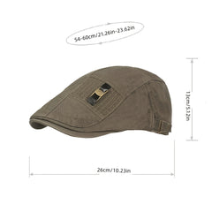 Men's Vintage Leather Beret with Iron Buckle