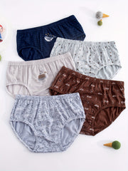 5pcs Boys Shark Print Boxer Briefs Cotton Underwear