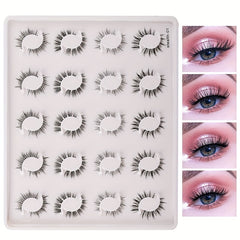 20 Pairs Transparent Band False Eyelashes Natural Cross Waterproof Eyelashes
