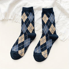 Argyle Print Socks College Style Women's Stockings