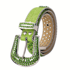 Men's Rhinestone Belt Western Cowboy Cowgirl Punk Crystal Studded Belt