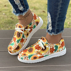 Women's Sunflower Slip on Canvas Shoes Lightweight Walking Shoes