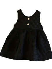 Sleeveless Winter Dress For Toddler Girls Button Collar Tank Dress