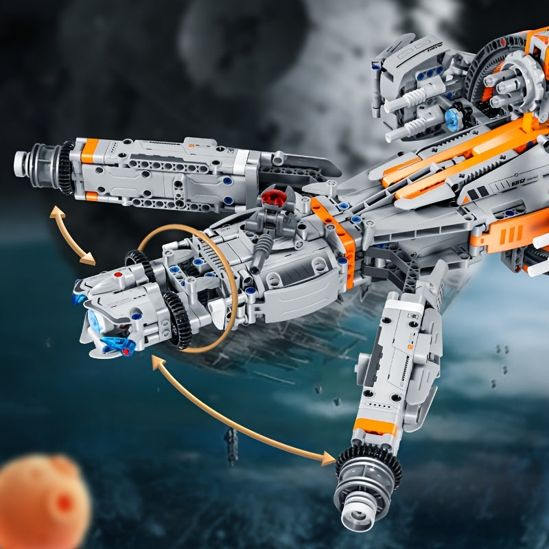 High Tech Starship Combat Aircraft Building Block MOC Educational Toys