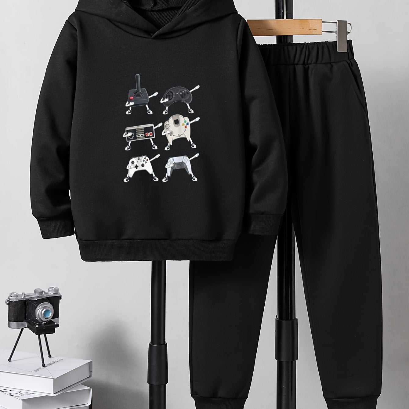 Game Controller Print 2pcs Boys Kids Hoodie & Sweatpants Set