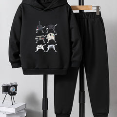 Game Controller Print 2pcs Boys Kids Hoodie & Sweatpants Set