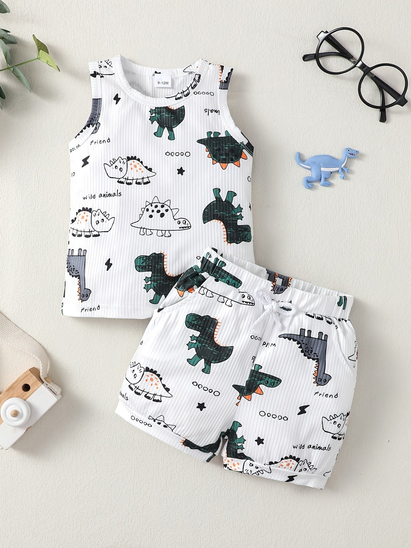 Baby Boys Dinosaur Pattern Vest Tops & Shorts