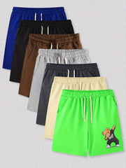 Hip Hop Bear Pattern Comfy Shorts Men's Casual Elastic Waist Drawstring Shorts