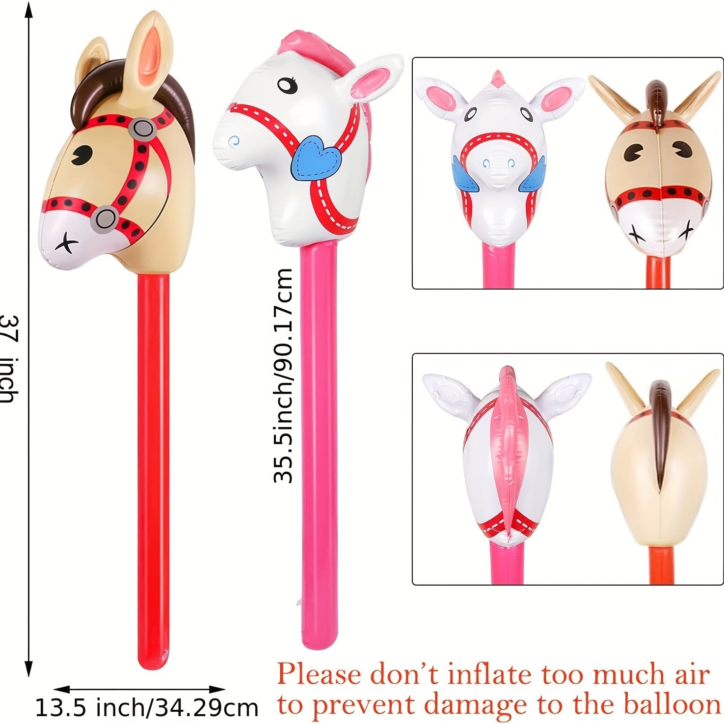 Inflatable Horse Head Stick Toy for Kids - Christmas Halloween Thanksgiving