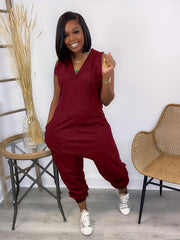 Sleeveless V Neck Jumpsuit Solid Baggy Summer Casual Jumpsuit