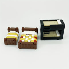 MOC Small Particle Building Blocks Double Bed DIY Furniture Bedroom