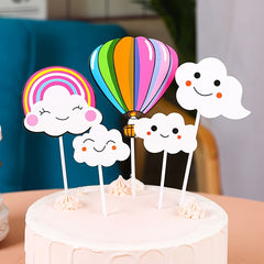 5pcs Colorful Hot Air Balloons Birthday Cake Decoration