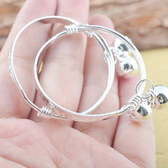Letter Print Copper Baby Bell Bangle for Toddler Girls Children