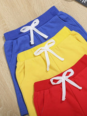 3pcs Boys Grey Drawstring Quick Dry Shorts