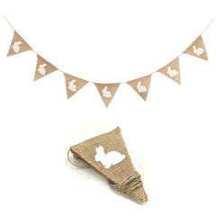 Bunny Banner Linen Rabbit Flags Easter Party Decoration