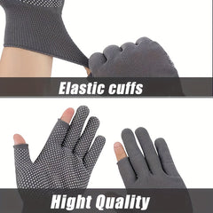 Durable Fingerless Fishing Gloves - 2 Pairs