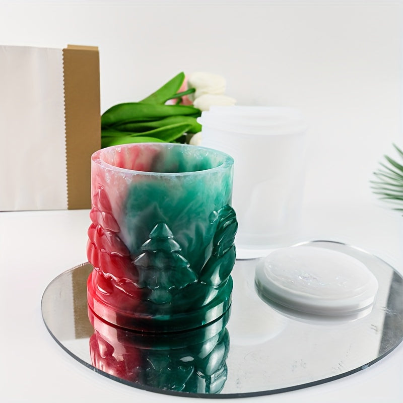 Concrete Candle Jar Silicone Mold With Lid DIY Christmas Silicone Mould