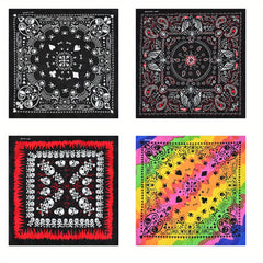 4pcs Bandana For Men Cotton Squares Headwraps Pirate Skull Scarf Neckerchiefs