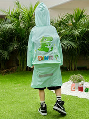 Girls Boys PVC Sun Protection Dino Print Rainbow Poncho Outdoor Gift