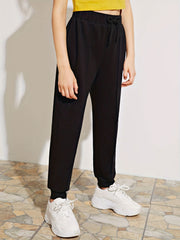 Girls High Waist Jogger Pants for Spring & Autumn